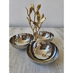 Micheal aram three-tier serving bowl mistletoe‎ triple RETIRED new